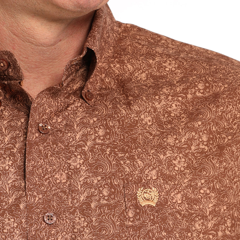 Cinch Men's Brown Print Button Down Shirt