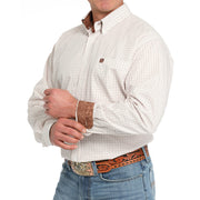 Cinch Men's White Print Button Down Shirt