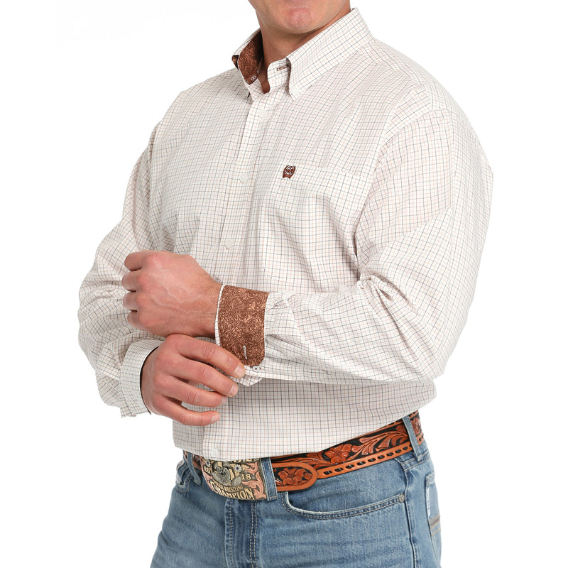 Cinch Men's White Print Button Down Shirt