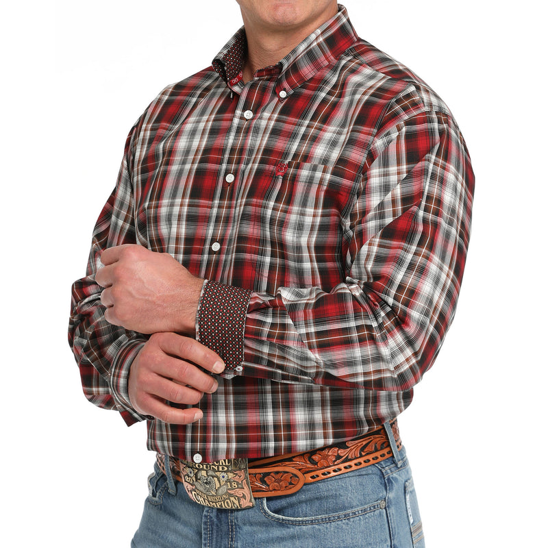 Cinch Men's Red Plaid Button Down Shirt