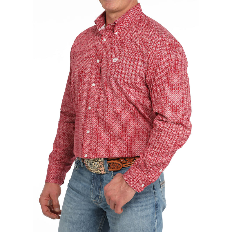 Cinch Men's Red Print Button Down Shirt
