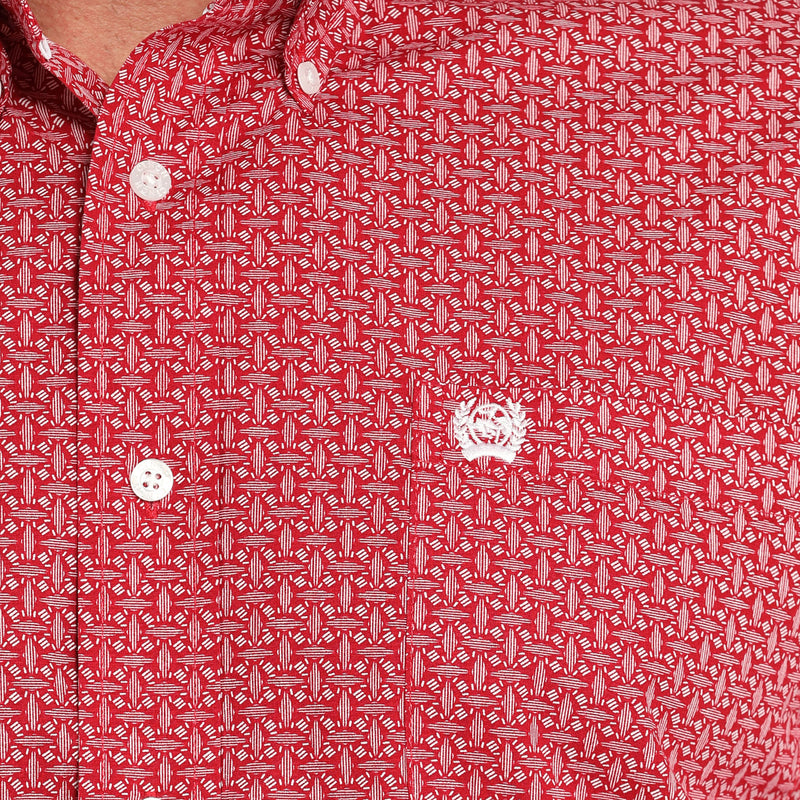 Cinch Men's Red Print Button Down Shirt