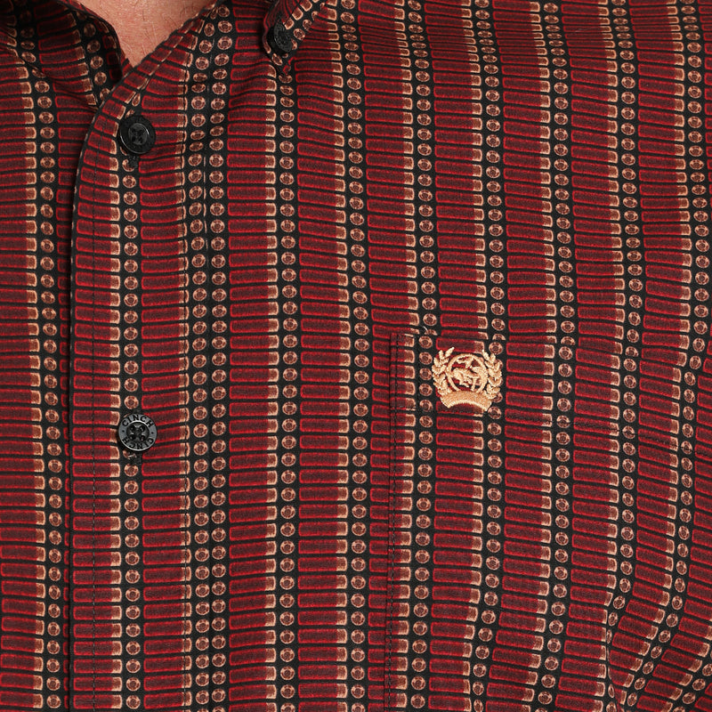 Cinch Men's Red Print Button Down Shirt
