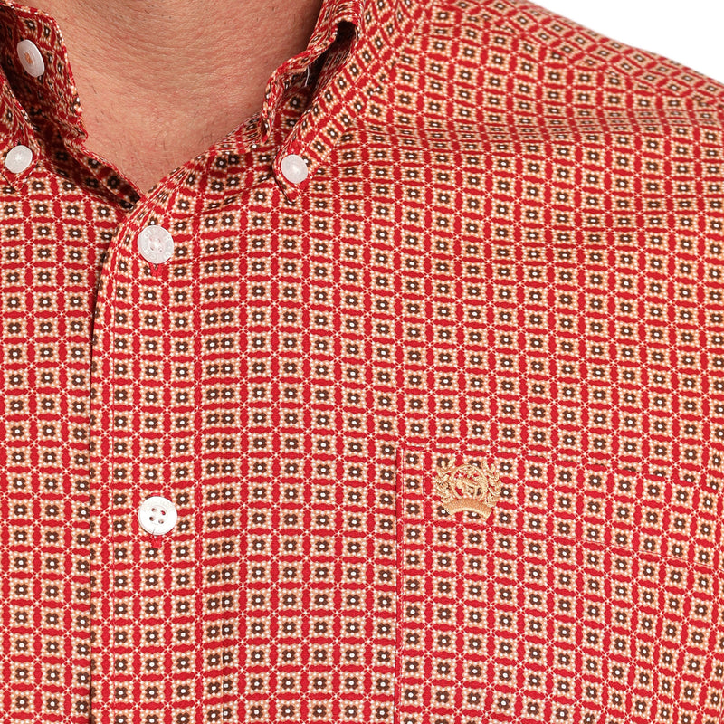 Cinch Men's Red Print Button Down Shirt