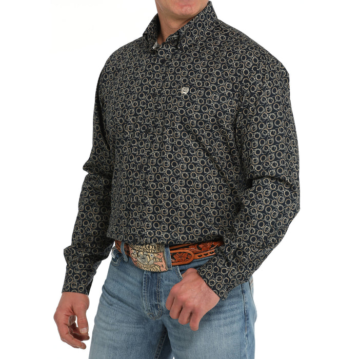 Cinch Men's Navy Rope Print Button Down Shirt