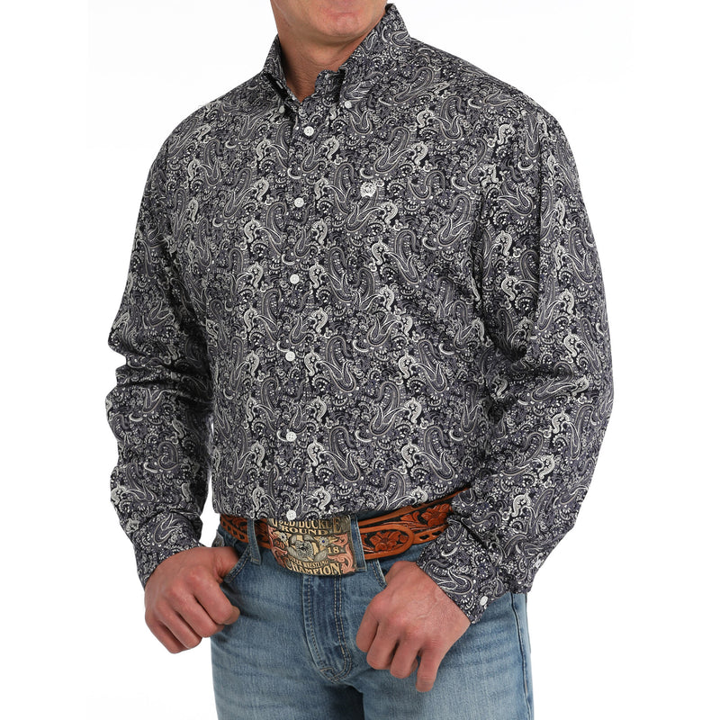 Cinch Men's Navy Print Button Down Shirt