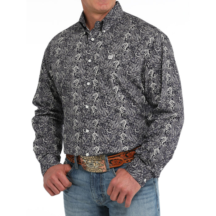 Cinch Men's Navy Print Button Down Shirt