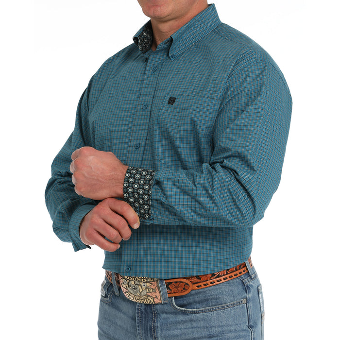 Cinch Men's Teal Plaid Button Down Shirt