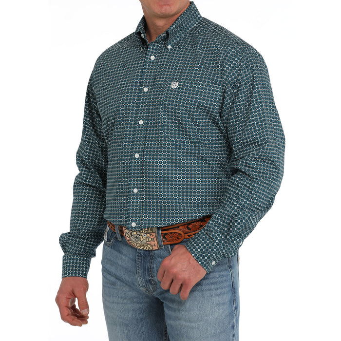 Cinch Men's Teal Print Button Down Shirt