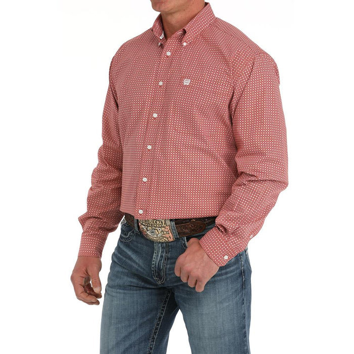 Cinch Men`s Red Print Classic Button Down Shirt