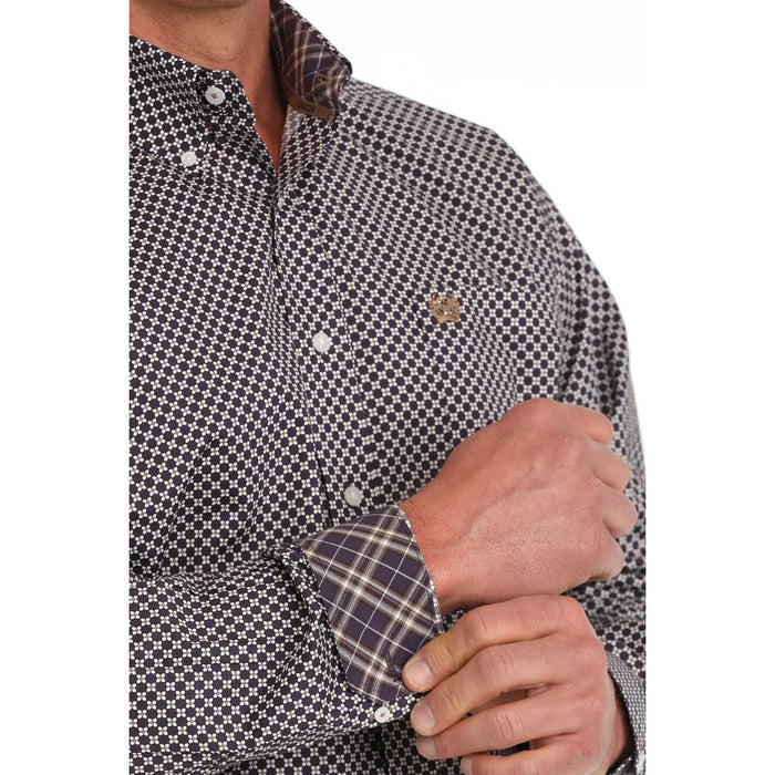Cinch Men Purple Print Classic Button Down Shirt