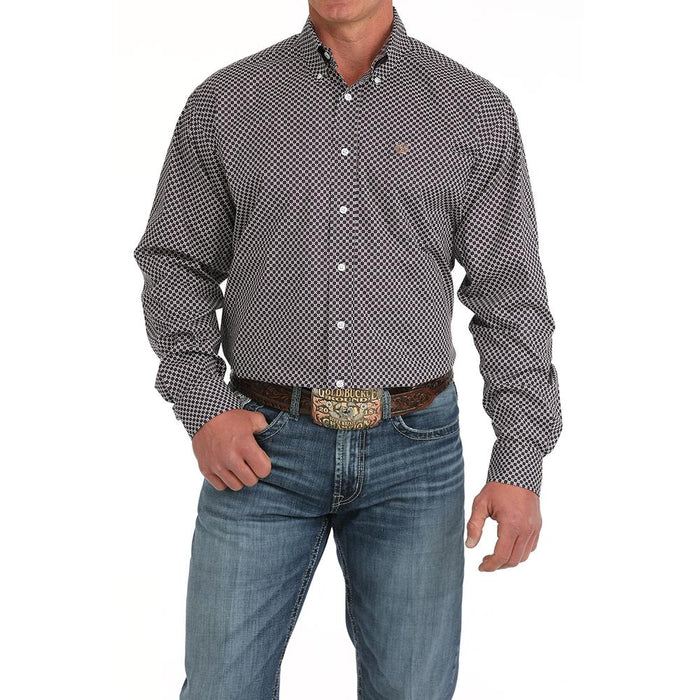 Cinch Men Purple Print Classic Button Down Shirt