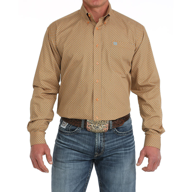 Cinch Orange Print Classic Fit Shirt