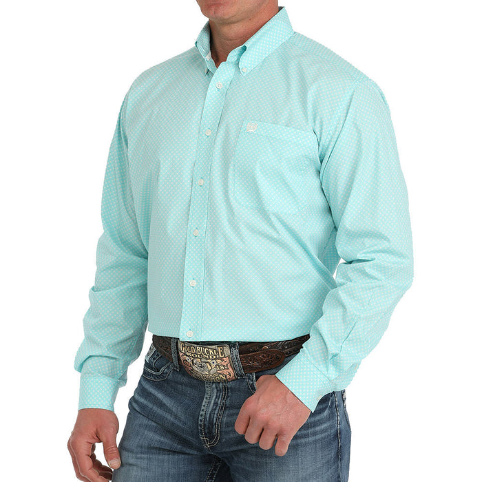 Cinch Men's Turquoise Print Long Sleeve Button Down Shirt