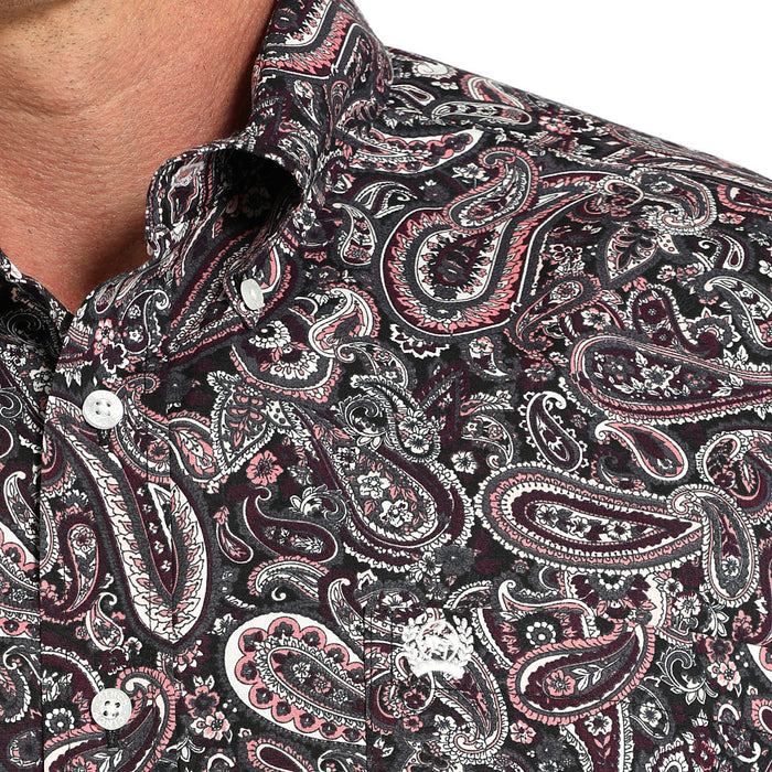 Cinch Men's Pink Paisley Long Sleeve Button Shirt