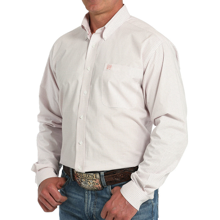 Cinch Men's Pink Plaid Long Sleeve Button Shirt