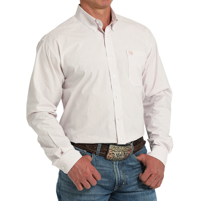 Cinch Men's Pink Plaid Long Sleeve Button Shirt