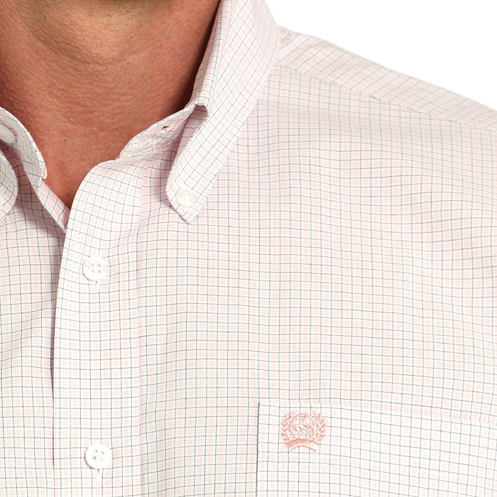 Cinch Men's Pink Plaid Long Sleeve Button Shirt