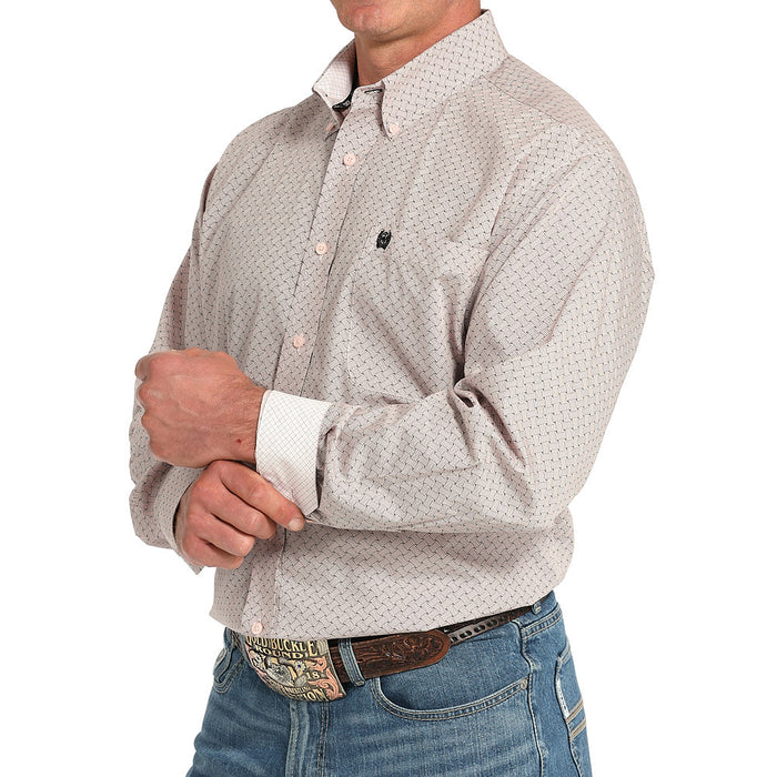 Cinch Men's Pink Print Long Sleeve Button Shirt