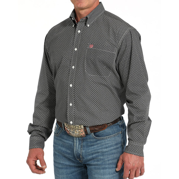 Cinch Men's Grey Print Long Sleeve Button Shirt
