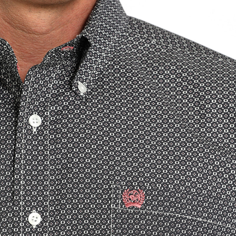 Cinch Men's Grey Print Long Sleeve Button Shirt