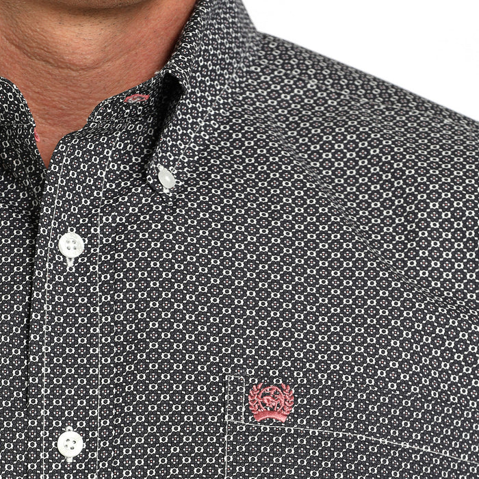 Cinch Men's Grey Print Long Sleeve Button Shirt