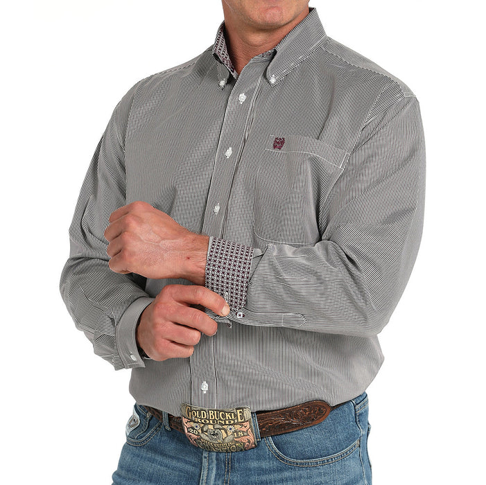 Cinch Men's Purple Stripe Long Sleeve Button Shirt