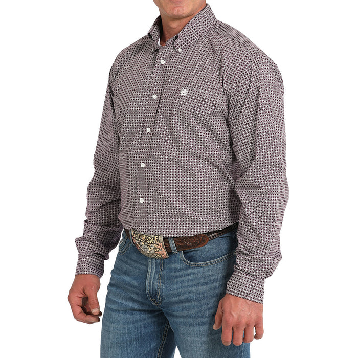 Cinch Men's Purple Print Long Sleeve Button Shirt