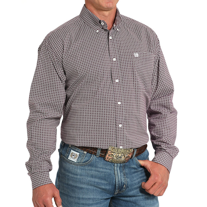 Cinch Men's Purple Print Long Sleeve Button Shirt