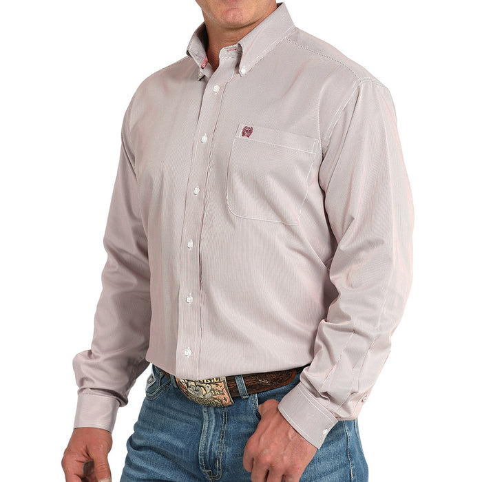 Cinch Men's Pink Tencel Long Sleeve Button Shirt