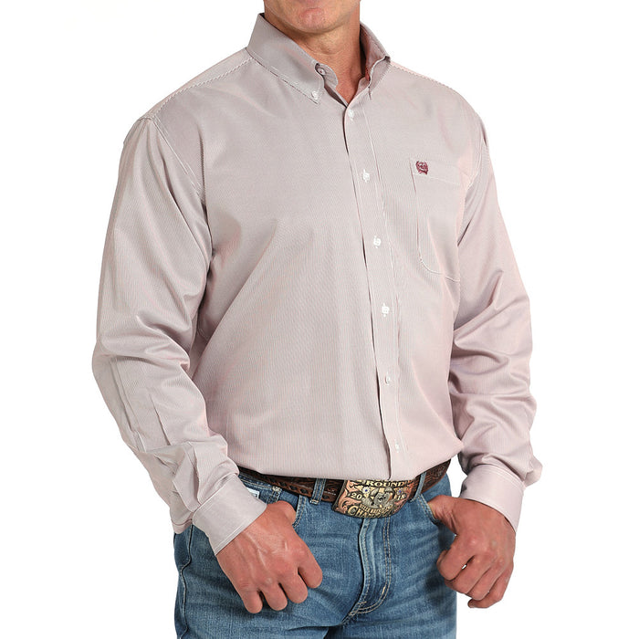 Cinch Men's Pink Tencel Long Sleeve Button Shirt
