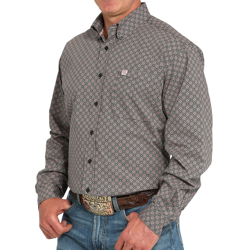 Cinch Men's Grey Long Sleeve Button Shirt
