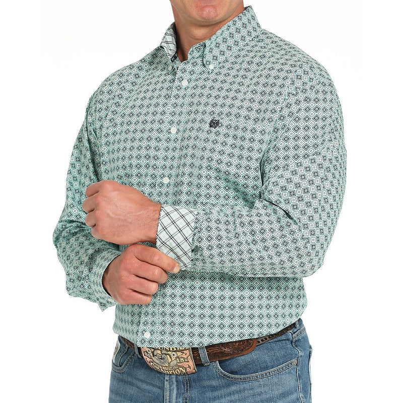 Cinch Men's Turquoise Print Long Sleeve Button Shirt