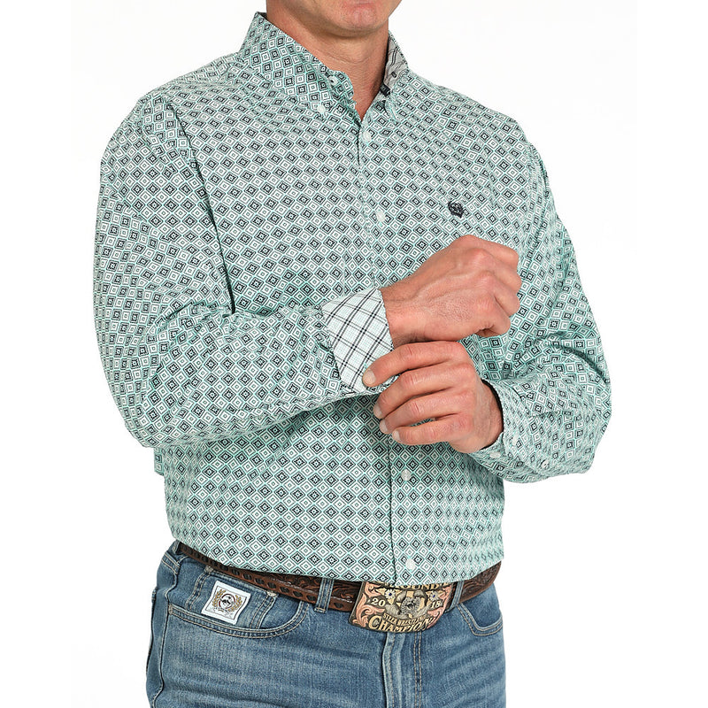 Cinch Men's Turquoise Print Long Sleeve Button Shirt