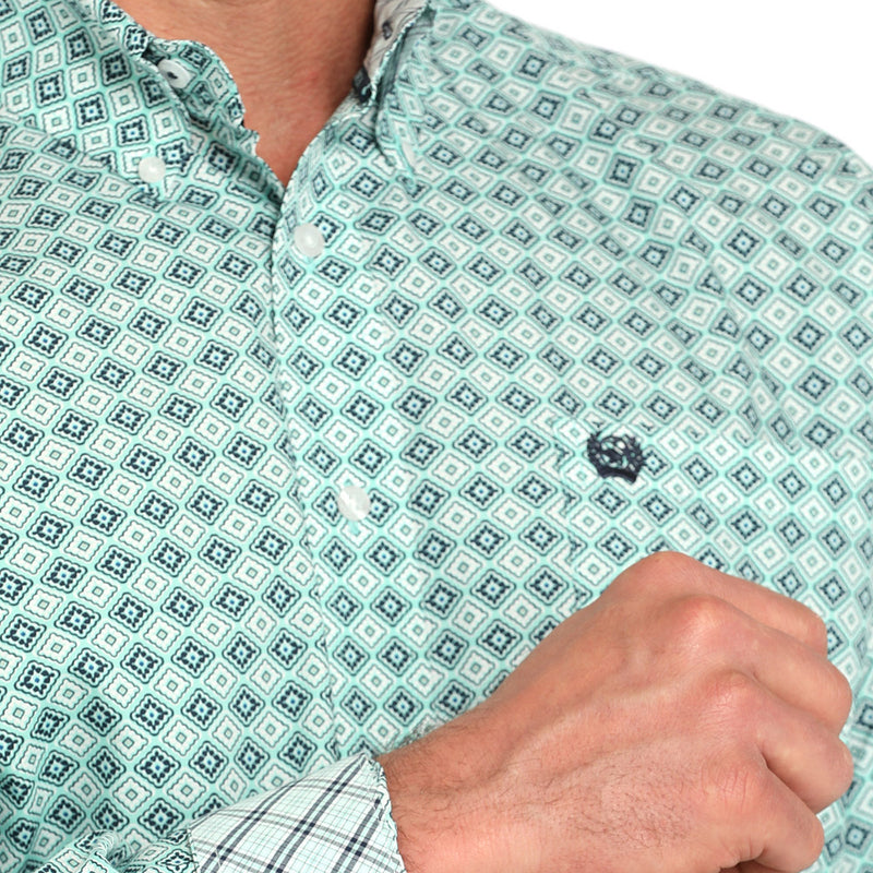 Cinch Men's Turquoise Print Long Sleeve Button Shirt