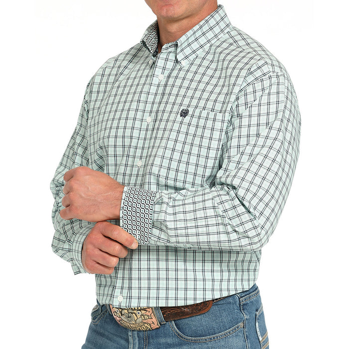 Cinch Men's Turquoise Plaid Long Sleeve Button Shirt