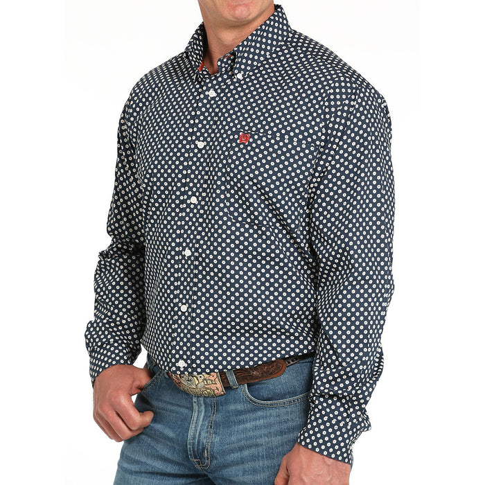 Cinch Men's Navy Floral Long Sleeve Button Shirt
