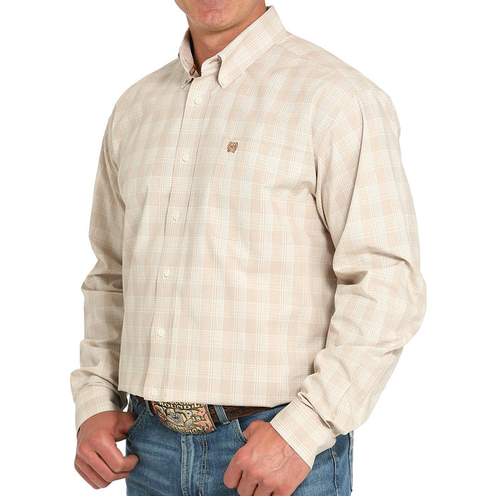 Cinch Men's Khaki Plaid Long Sleeve Button Shirt