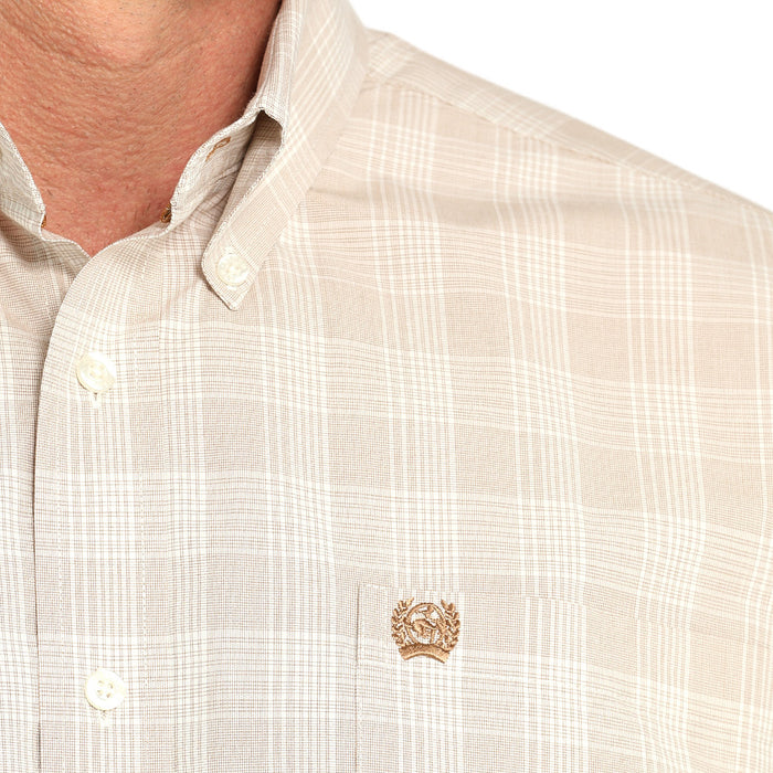 Cinch Men's Khaki Plaid Long Sleeve Button Shirt