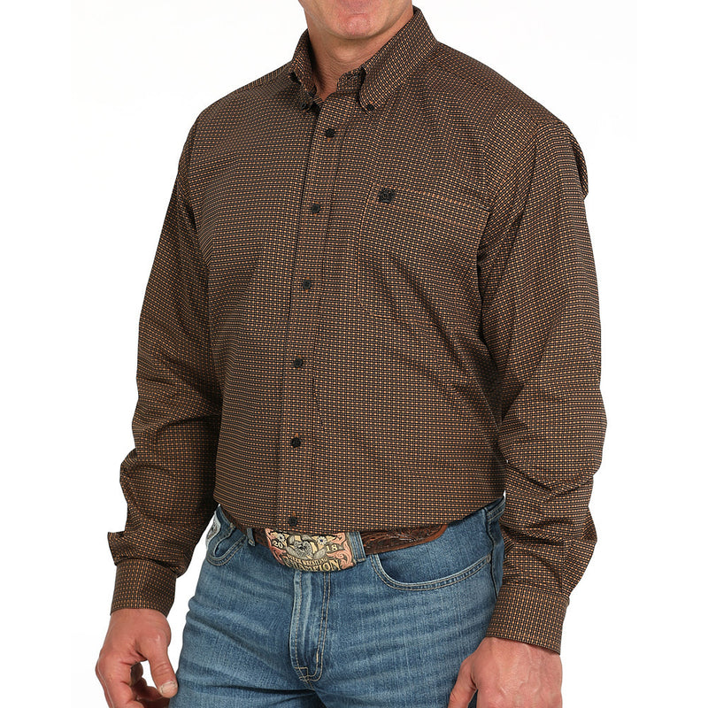 Cinch Men's Brown Print Long Sleeve Button Shirt