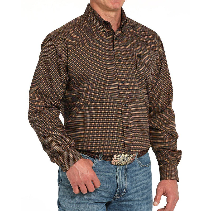 Cinch Men's Brown Print Long Sleeve Button Shirt