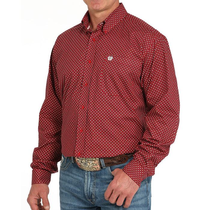 Cinch Men's Red Print Button Shirt