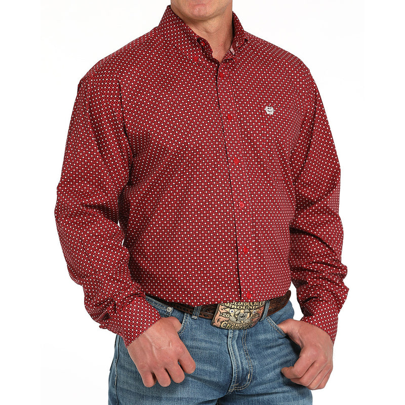 Cinch Men's Red Print Button Shirt