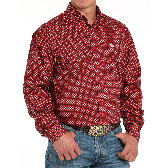 Cinch Men's Red Print Button Shirt