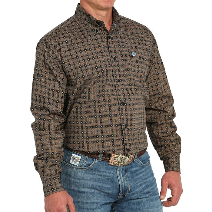 Cinch Men's Black Print Long Sleeve Button Shirt