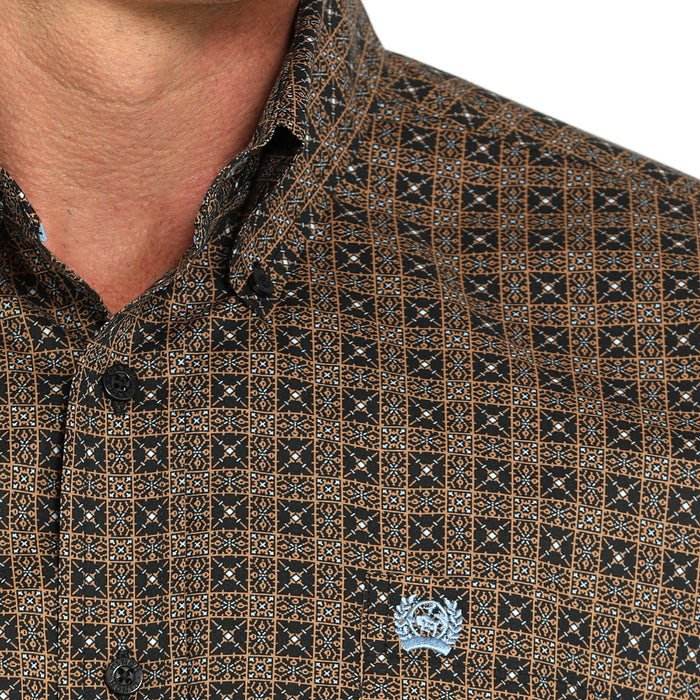 Cinch Men's Black Print Long Sleeve Button Shirt
