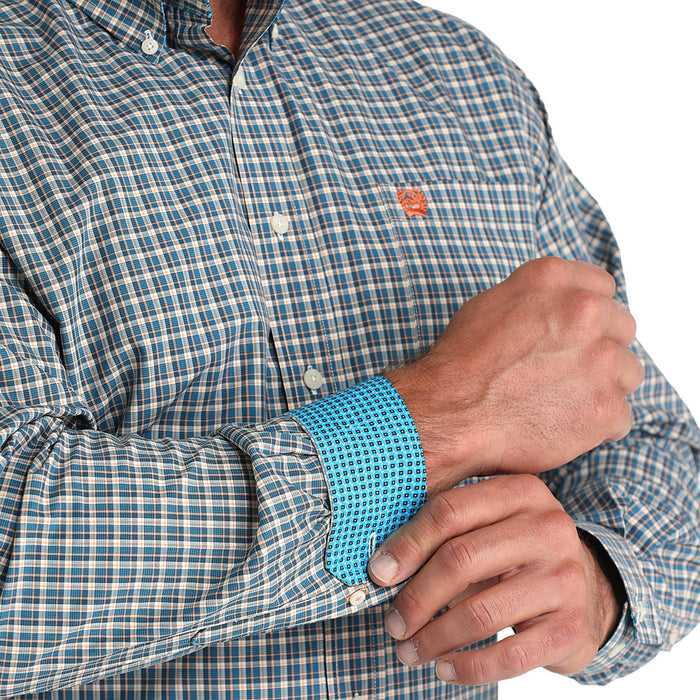 Cinch Men's Blue Plaid Button Shirt