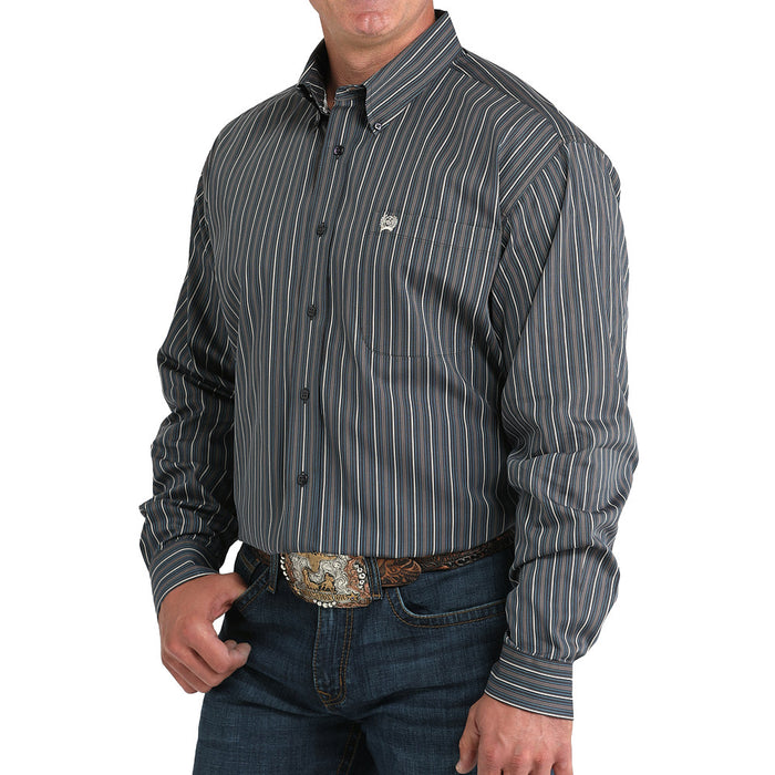 cinch リメイクシャツ Cinch Men's Dark Grey Stripe Shirt
