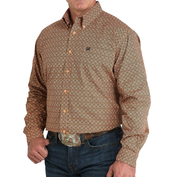 Cinch Men's Copper Tan Print Long Sleeve Shirt