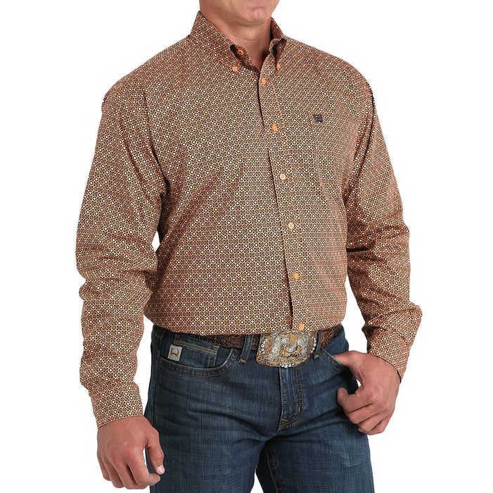 Cinch Men's Copper Tan Print Long Sleeve Shirt